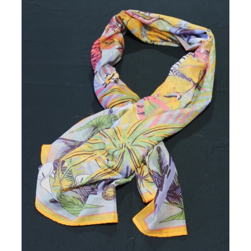 Powder Jungle Animal Scarf Elephant Tiger Zebra Tropical Wrap 42x70 Multicolor - Picture 9 of 10
